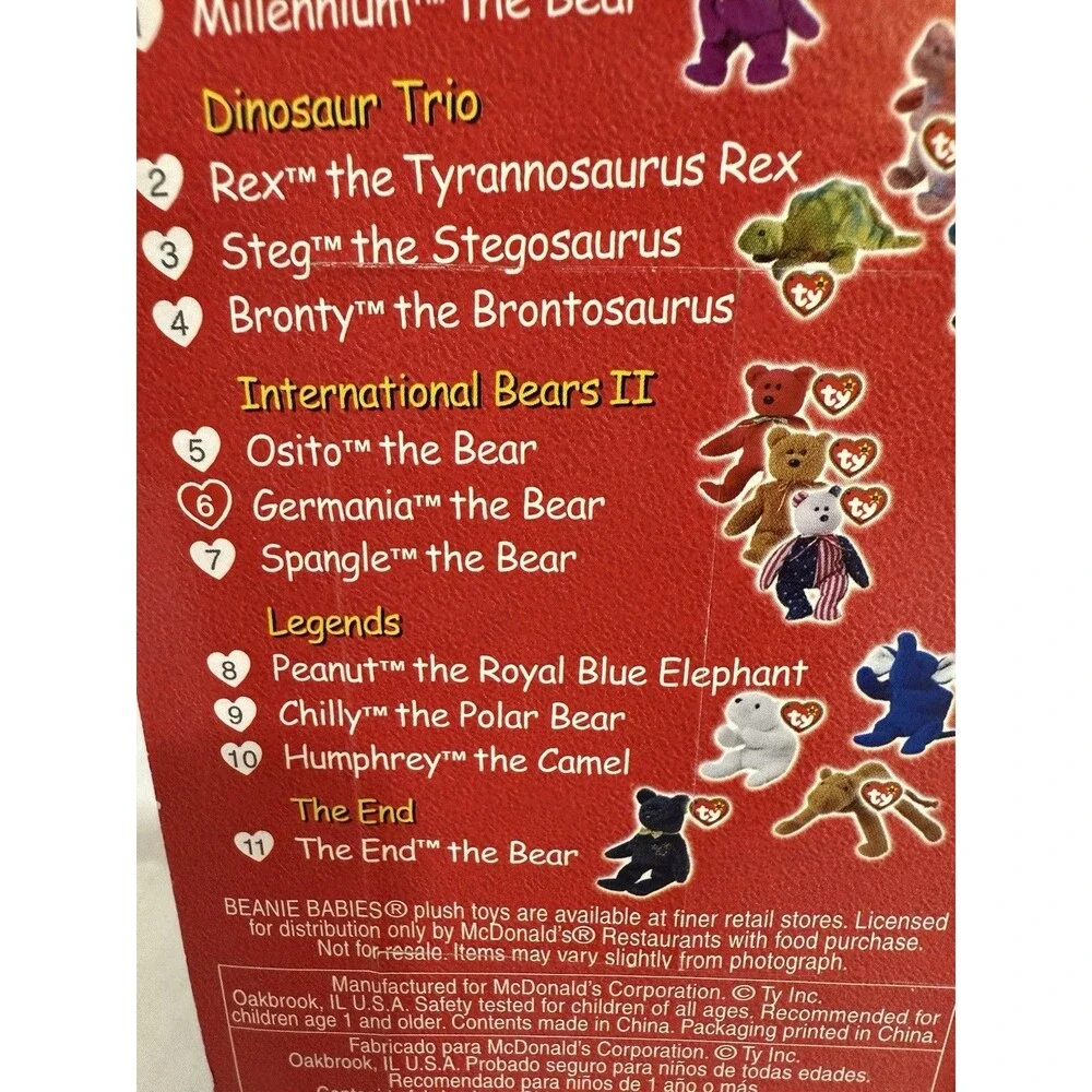 Germania‎ the Bear McDonalds TY International Bears II Beanie Baby 1999 Rare